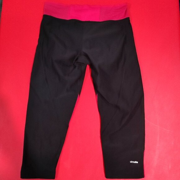 Adidas cropped athletic / running jogger black red women's size S - Picture 3 of 7